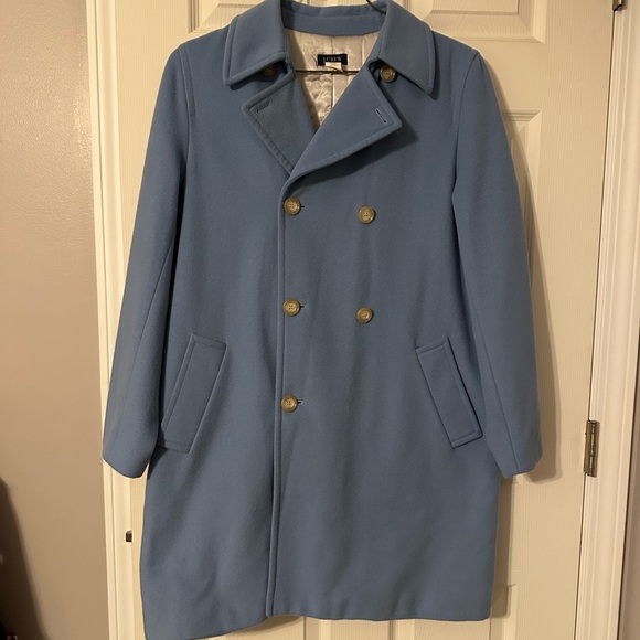 Women’s J. Crew Blue Double-Breasted Coat - Picture 5 of 5